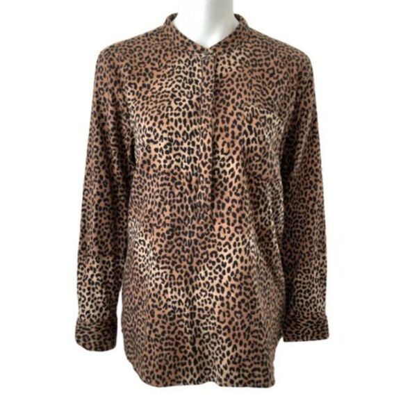 New Lands’ End Animal Print Shirt Long Sleeve LP - Picture 1 of 11